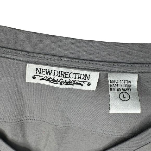 New Direction Tunic Top Womens Large Embroidered Floral Cotton Knit Boho Cottage - Picture 3 of 7